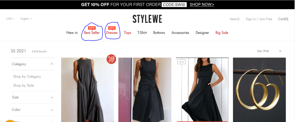 clothing website called stylewe